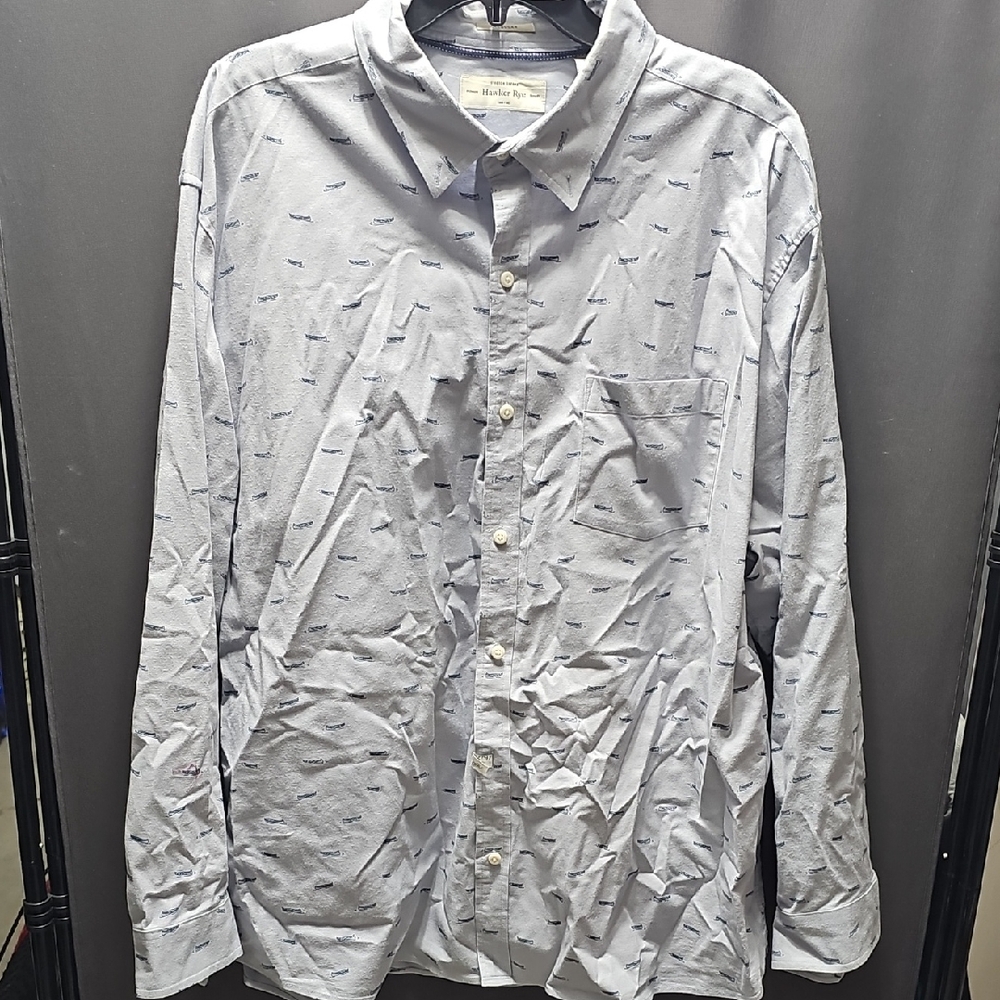 Hawker Rye Cute Canoes! Men's Hawker Rye Light Blue Dress Shirt Canoe Pattern